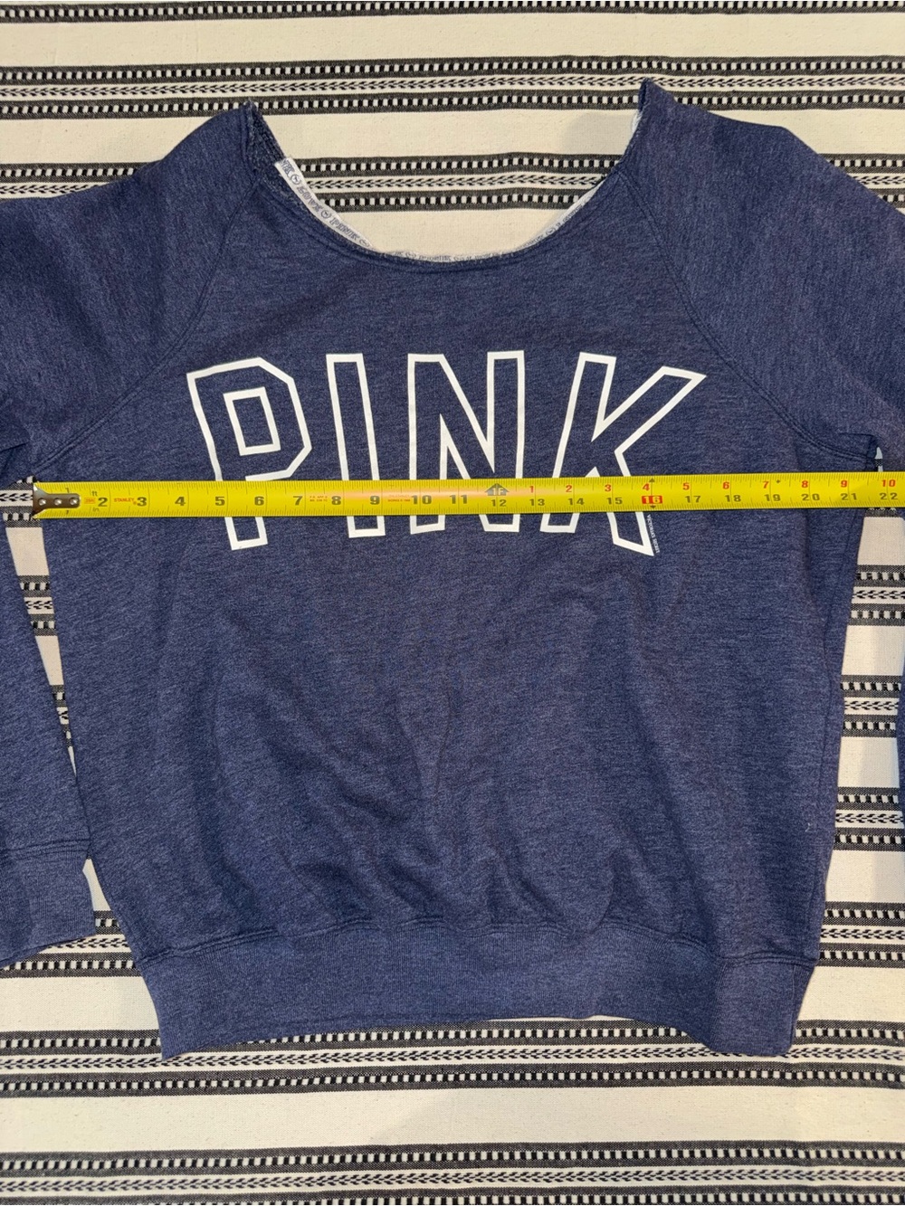 PINK Victoria's Secret Navy Crewneck Pullover with White Logo, M - Picture 7 of 13